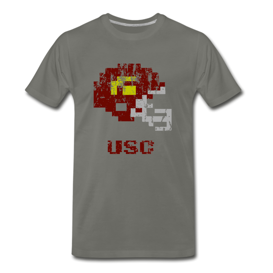 Tecmo Bowl | USC Distressed Logo Color - asphalt gray