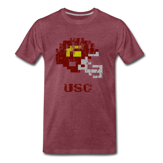 Tecmo Bowl | USC Distressed Logo Color - heather burgundy