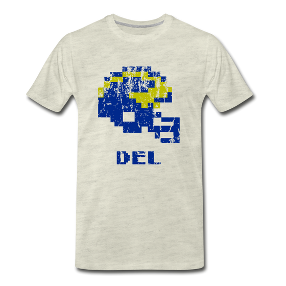 Tecmo Bowl | Delaware Distressed Logo Color - heather oatmeal