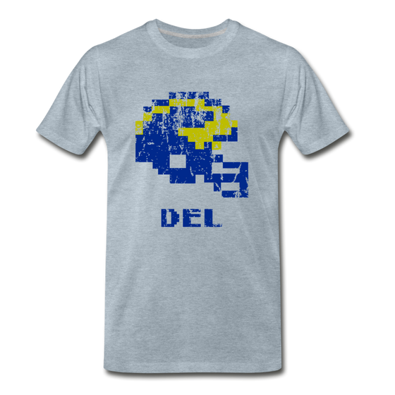 Tecmo Bowl | Delaware Distressed Logo Color - heather ice blue