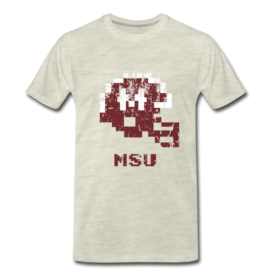 Tecmo Bowl | Mississippi State Distressed Logo Color - heather oatmeal