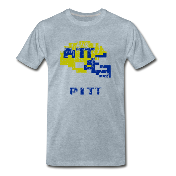 Tecmo Bowl | Pitt Distressed Logo Color - heather ice blue
