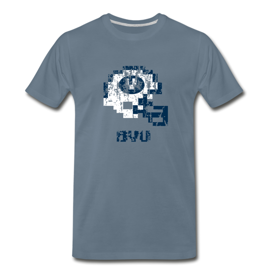 Tecmo Bowl | BYU Distressed Logo Color - steel blue