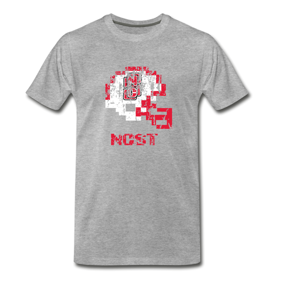 Tecmo Bowl | NC State Distressed Logo Color - heather gray