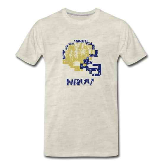 Tecmo Bowl | Navy Distressed Logo Color - heather oatmeal