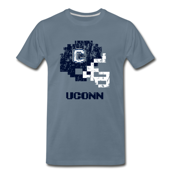 Tecmo Bowl | UCONN Distressed Logo Color - steel blue