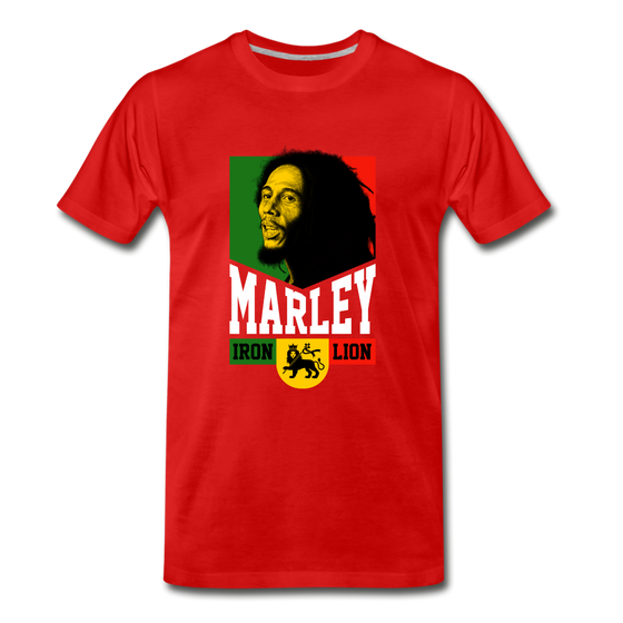 Legend T-Shirt | Bob Marley Iron Lion - red