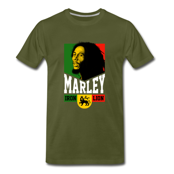 Legend T-Shirt | Bob Marley Iron Lion - olive green